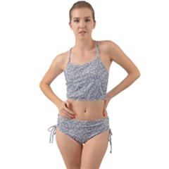 Geometric Grey Print Pattern Mini Tank Bikini Set