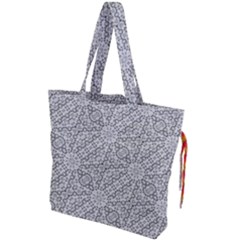 Geometric Grey Print Pattern Drawstring Tote Bag