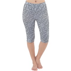 Geometric Grey Print Pattern Lightweight Velour Cropped Yoga Leggings