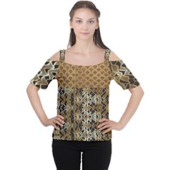 Diamond Seamless Lace Brown And Gold By Flipstylez Designs Cutout Shoulder Tee