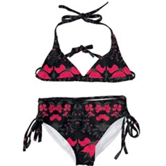 Pink Floral Pattern By Flipstylez Designs Kids  Classic Bikini Set by flipstylezfashionsLLC