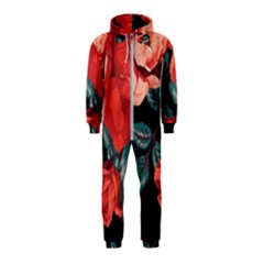 Bed Of Bright Red Roses By Flipstylez Designs Hooded Jumpsuit (kids) by flipstylezfashionsLLC