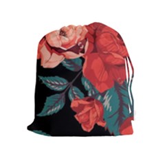 Bed Of Bright Red Roses By Flipstylez Designs Drawstring Pouch (xl) by flipstylezfashionsLLC