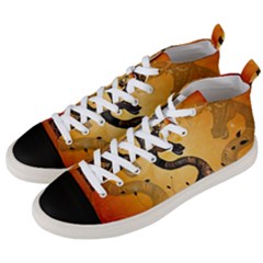 Funny Steampunk Giraffe With Hat Men s Mid-top Canvas Sneakers by FantasyWorld7