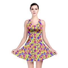 Multicolored Linear Pattern Design Reversible Skater Dress