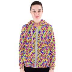 Multicolored Linear Pattern Design Women s Zipper Hoodie