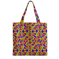 Multicolored Linear Pattern Design Zipper Grocery Tote Bag