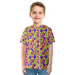 Multicolored Linear Pattern Design Kids  Sport Mesh Tee