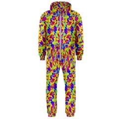 Multicolored Linear Pattern Design Hooded Jumpsuit (men) 