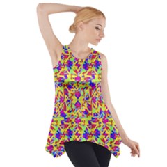 Multicolored Linear Pattern Design Side Drop Tank Tunic