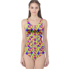 Multicolored Linear Pattern Design One Piece Swimsuit