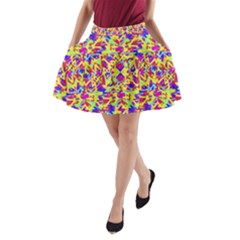 Multicolored Linear Pattern Design A-line Pocket Skirt