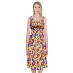 Multicolored Linear Pattern Design Midi Sleeveless Dress