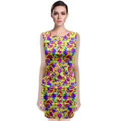 Multicolored Linear Pattern Design Classic Sleeveless Midi Dress