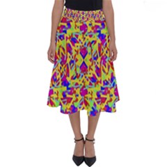Multicolored Linear Pattern Design Perfect Length Midi Skirt