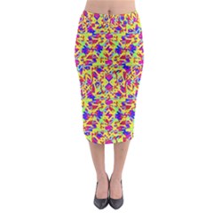 Multicolored Linear Pattern Design Midi Pencil Skirt