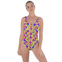 Multicolored Linear Pattern Design Bring Sexy Back Swimsuit