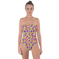 Multicolored Linear Pattern Design Tie Back One Piece Swimsuit