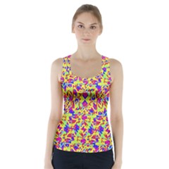 Multicolored Linear Pattern Design Racer Back Sports Top