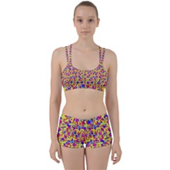 Multicolored Linear Pattern Design Perfect Fit Gym Set