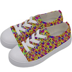 Multicolored Linear Pattern Design Kids  Low Top Canvas Sneakers