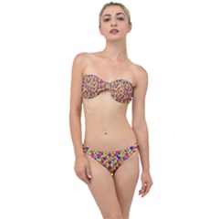 Multicolored Linear Pattern Design Classic Bandeau Bikini Set
