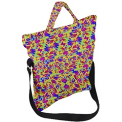 Multicolored Linear Pattern Design Fold Over Handle Tote Bag