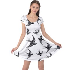 Birds Pattern Cap Sleeve Dress by Valentinaart