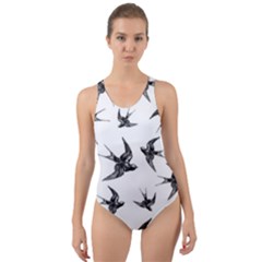 Birds Pattern Cut-out Back One Piece Swimsuit by Valentinaart