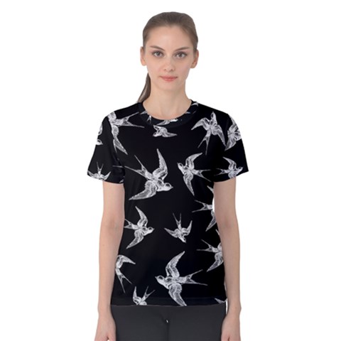 Birds Pattern Women s Cotton Tee by Valentinaart