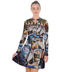 Robot Cyborg Cyberpunk Automation Long Sleeve Panel Dress by Simbadda