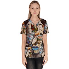 Robot Cyborg Cyberpunk Automation Women s V-neck Scrub Top by Simbadda