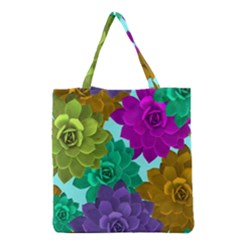 Flowers Stamping Pattern Reason Grocery Tote Bag by Simbadda