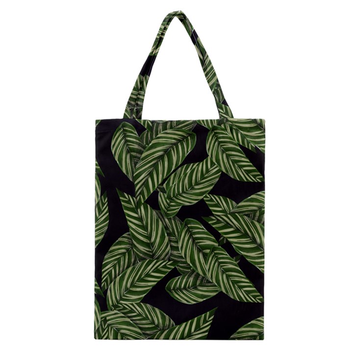 Leaves Black Background Pattern Classic Tote Bag