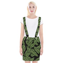 Leaves Black Background Pattern Braces Suspender Skirt by Simbadda