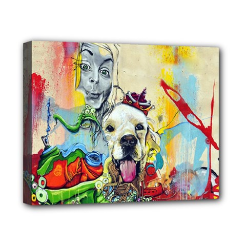 Wall Girl Dog Graphite Street Art Canvas 10  X 8  (stretched) by Simbadda