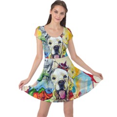 Wall Girl Dog Graphite Street Art Cap Sleeve Dress by Simbadda