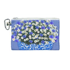 Marguerite Cornflower Vase Blossom Canvas Cosmetic Bag (medium) by Simbadda