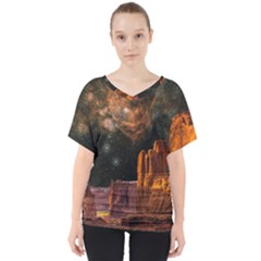 Geology Sand Stone Canyon V-neck Dolman Drape Top by Simbadda