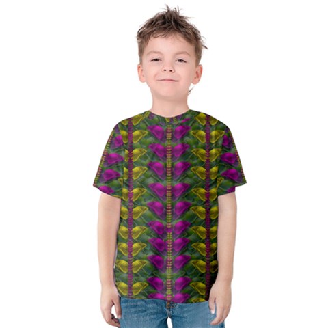 Butterfly Liana Jungle And Full Of Leaves Everywhere Kids  Cotton Tee by pepitasart
