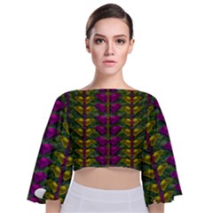 Butterfly Liana Jungle And Full Of Leaves Everywhere Tie Back Butterfly Sleeve Chiffon Top by pepitasart