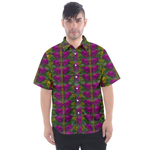 Butterfly Liana Jungle And Full Of Leaves Everywhere Men s Short Sleeve Shirt by pepitasart