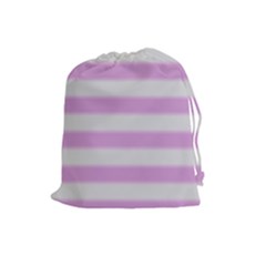 Bold Stripes Soft Pink Pattern Drawstring Pouch (Large)