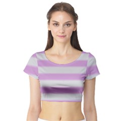 Bold Stripes Soft Pink Pattern Short Sleeve Crop Top