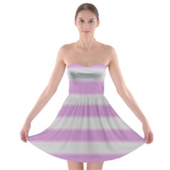 Bold Stripes Soft Pink Pattern Strapless Bra Top Dress