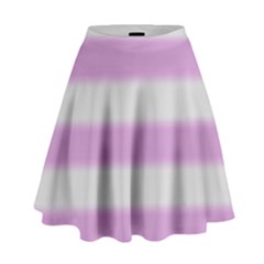 Bold Stripes Soft Pink Pattern High Waist Skirt by BrightVibesDesign