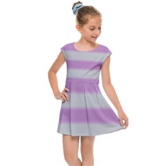 Bold Stripes Soft Pink Pattern Kids Cap Sleeve Dress