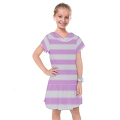 Bold Stripes Soft Pink Pattern Kids  Drop Waist Dress