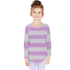 Bold Stripes Soft Pink Pattern Kids  Long Sleeve Tee