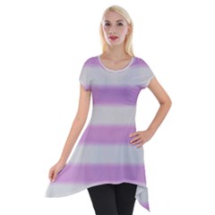 Bold Stripes Soft Pink Pattern Short Sleeve Side Drop Tunic